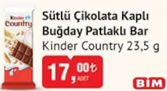 KİNDER COUNTRY SÜTLÜ ÇİKOLATA KAPLI BUĞDAY PATLAKLI BAR 23,5 G KİNDER COUNTRY SÜTLÜ ÇİKOLATA KAPLI BUĞDAY PATLAKLI BAR 23,5 G